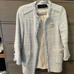 Zara beautiful tweet light blue jacket Xs